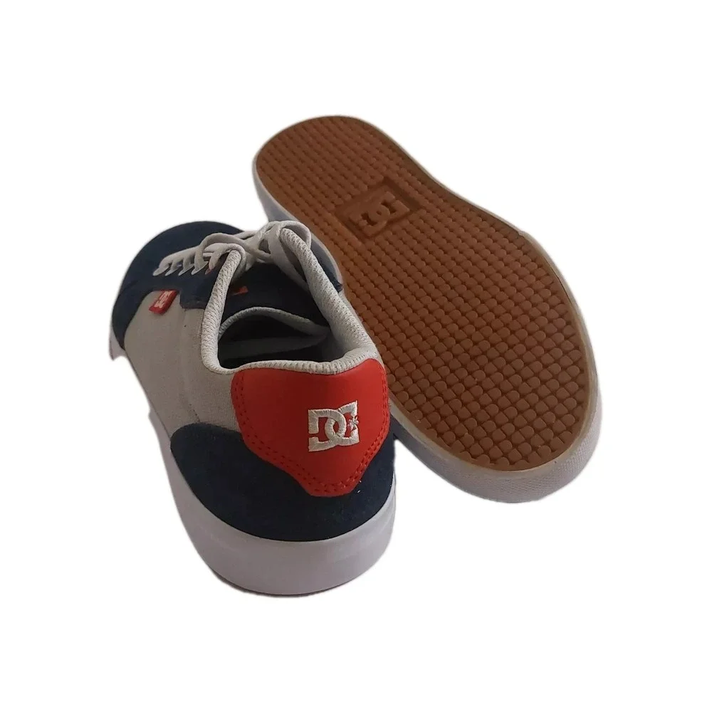 DC Shoes Mens Skate Sneakers Navy Grey Red Suede Canvas Low Top Low-Top